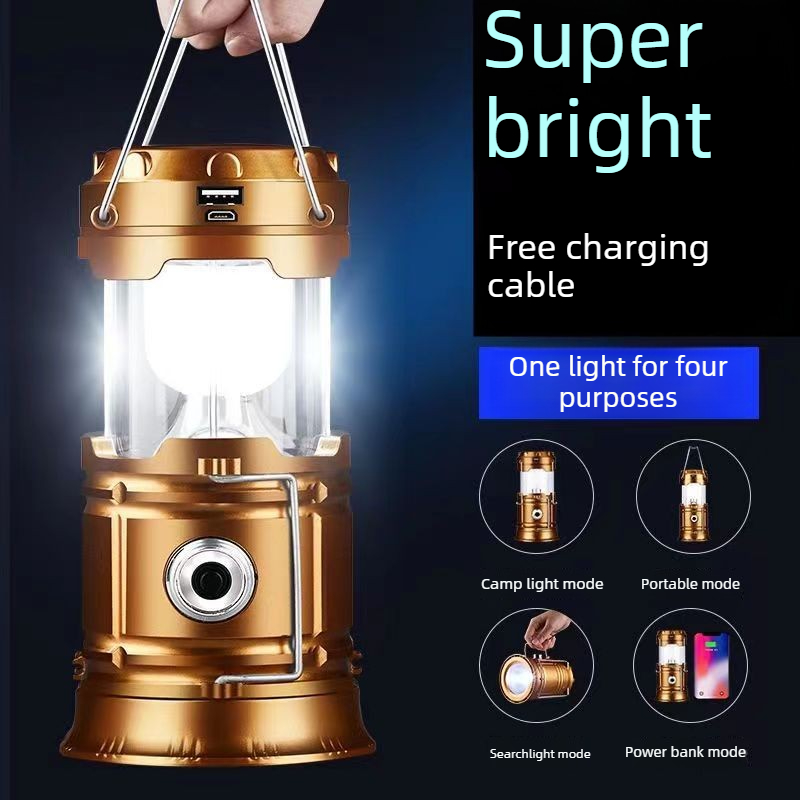 Solar-powered Horse Lantern Rechargeable Camping Emergency Lighting Ultra-bright Tent Light Night Market Stall Hanging Light