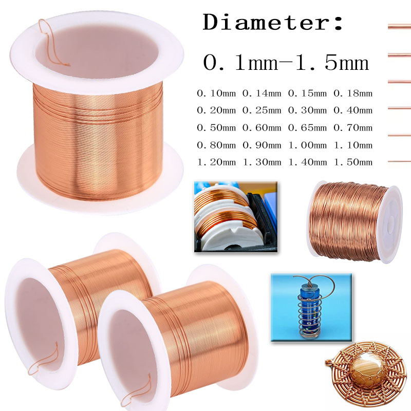 Enameled Copper Wire 0.1-1.5mm Magnet Winding Wire, High Temperature Resistant Copper Coil Wire for Motor Transformer Inductor