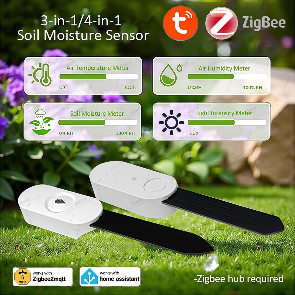 Zigbee Soil Moisture Sensor Fertility Humidity Temperature Tester Garden Automation Irrigation Detector Meter For 2MQTT Tuya