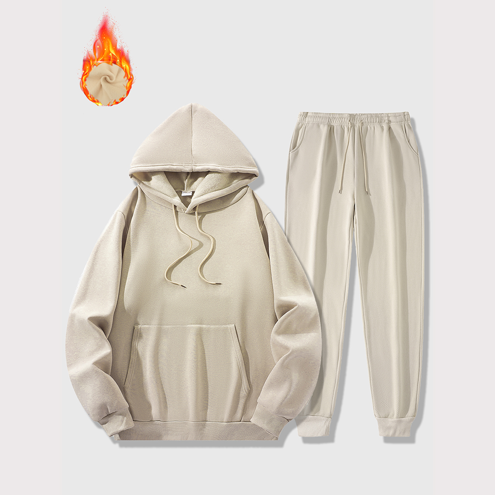 Autumn Winter Men Women Hooded Sweatshirt Suit Pure Cotton Couple Jogging Sweatshirts Oversized Streetwear Tracksuit