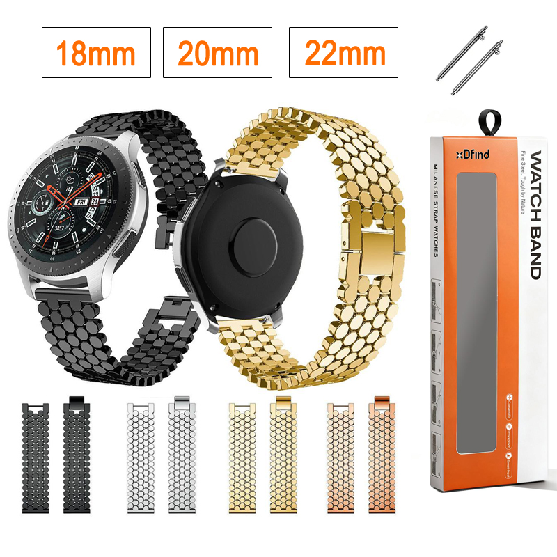 XDfind Universal Wristband Fish Scale Texture Metal Watch Band for / , Strap Width: 18mm 20mm 22mm