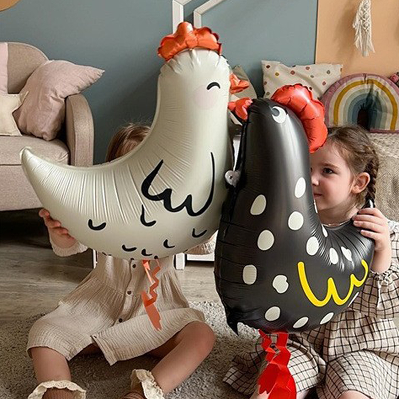 2Pcs Cartoon Rooster Foil Balloon Creative Animated Design Funny Balloon Walking Rooster Foil Balloon for Birthday Party Decor