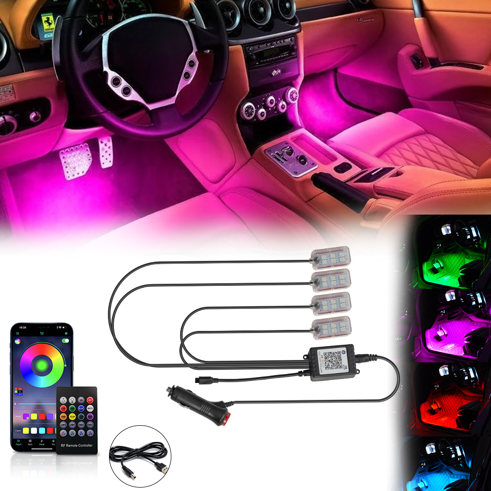 Car Foot Light Ambient Light Atmosphere Decorative Lamp RGB Decorative Lamp LED Car Interior Remote APP Control
