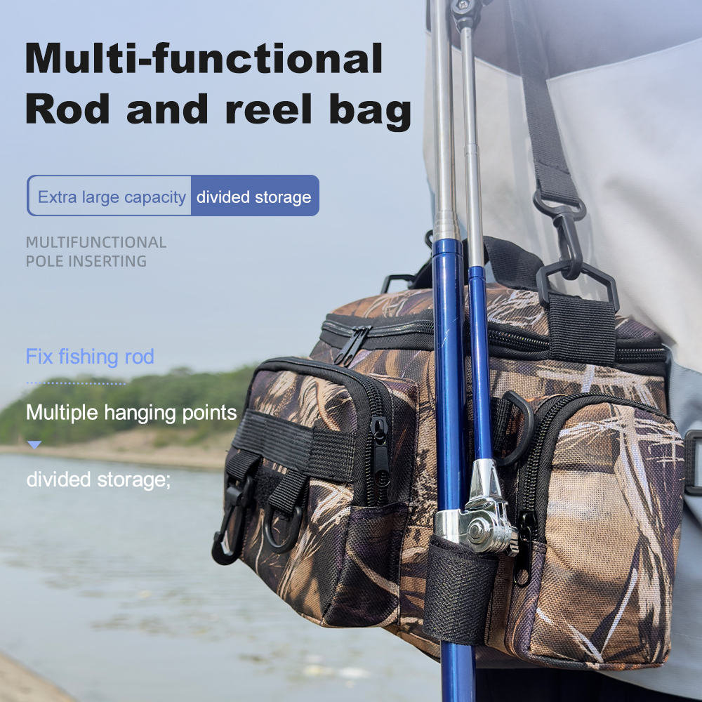 Fishing Tackle Backpack Lure Box Gear Storage Bag Fanny Pack for Men Fly Fishing Backpack with Rod Holder Sling Shoulder Bag