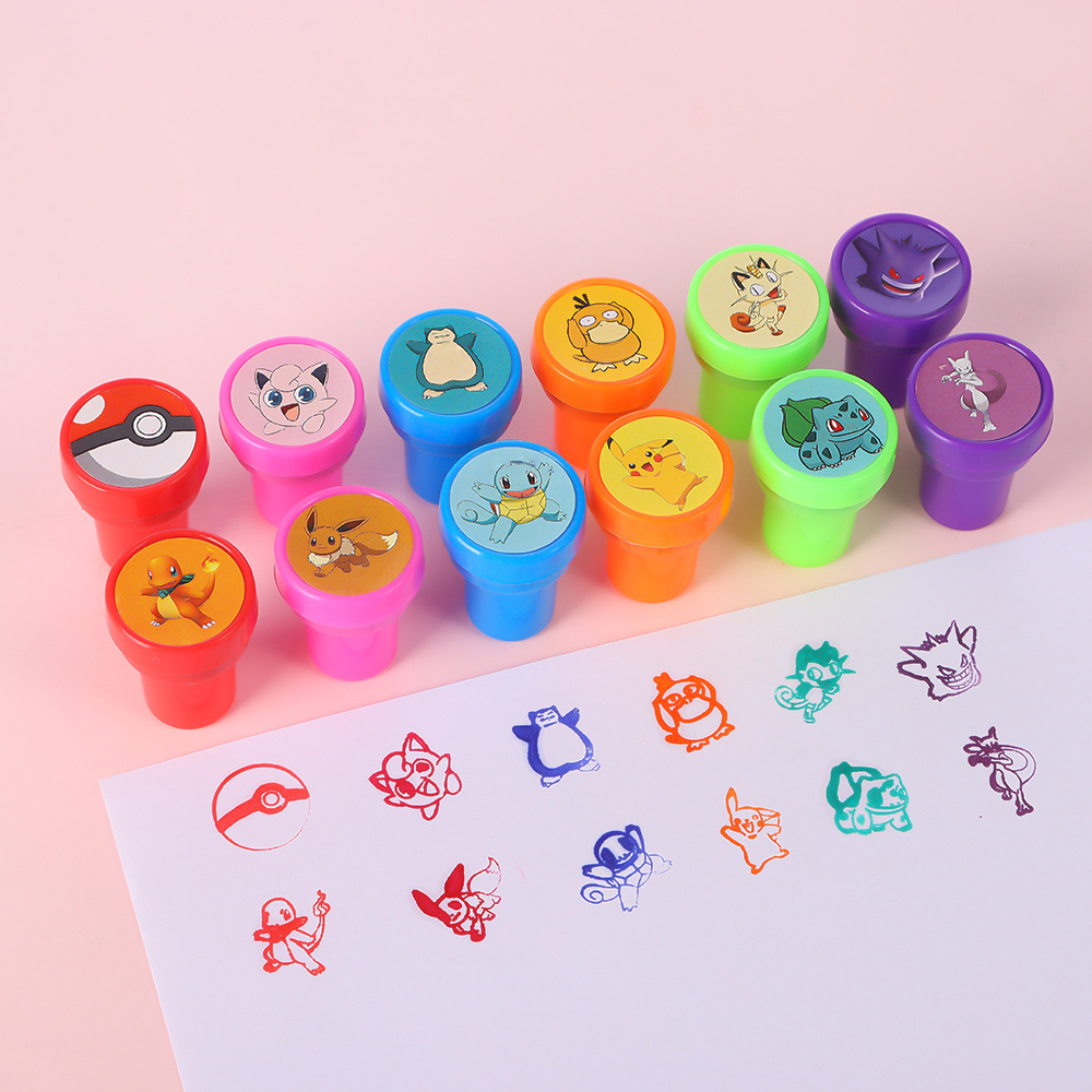 12PCS Pokemon Anime Color Mini Seal Pikachu Gengar Snorlax Cartoon Cute Plastic Toy Accessories Decorate Kid’s Birthday s
