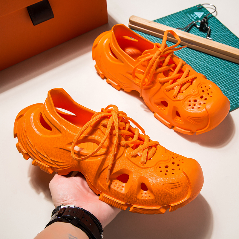 2025 New Men's Summer Outdoor Wear Sports Beach Shoes Lace-Up Slippers Large Brand Flat Replacement Couple Casual Shoes