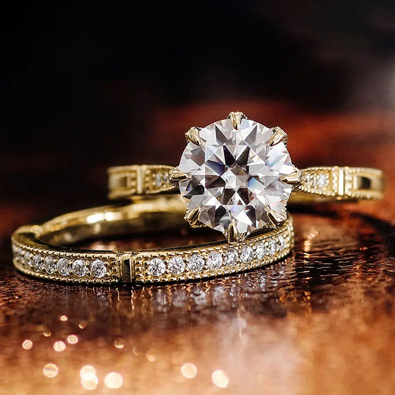 Huitan Luxury Trendy Square Cubic Zirconia Promise Rings for Women 2Pcs Set Silver Color/Gold Color Wedding Rings Hot Jewelry