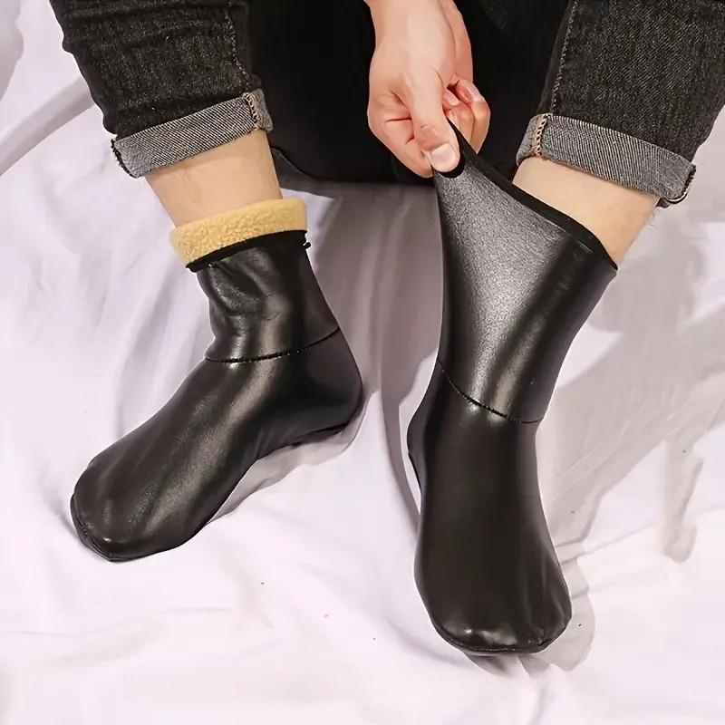 1 Pair Men Ladies Outdoor Sports Warm Snowfield Socks for Autumn Winter Thickened Windproof Warm Inner Plush Indoor Floor Socks