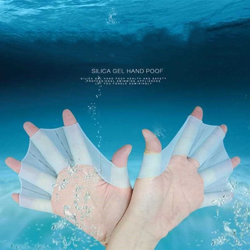 1Pair Hand Webbed Gloves Pad Flippers Swimming Training Hot Sale Men Women Kids Frog Type Silicone Swimming Flippers Adjustable