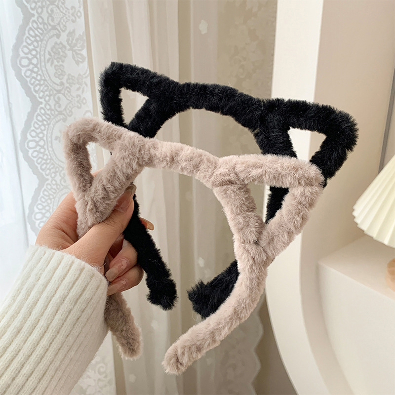 1pc Cat Ear Headband Plush Winter Furry Rabbit Ear Hairband Cute Hair Bundle Girl Head Hoop Hair Accessories