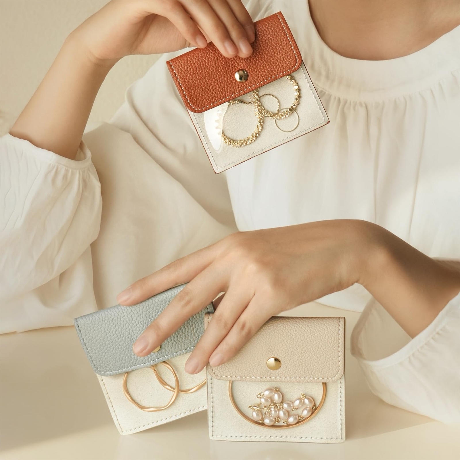 6pcs New Luxury Transparent Portable Jewelry Storage Bag Travel Simple Ring Necklace Earrings Storage Bag Jewelry Packaging Bags