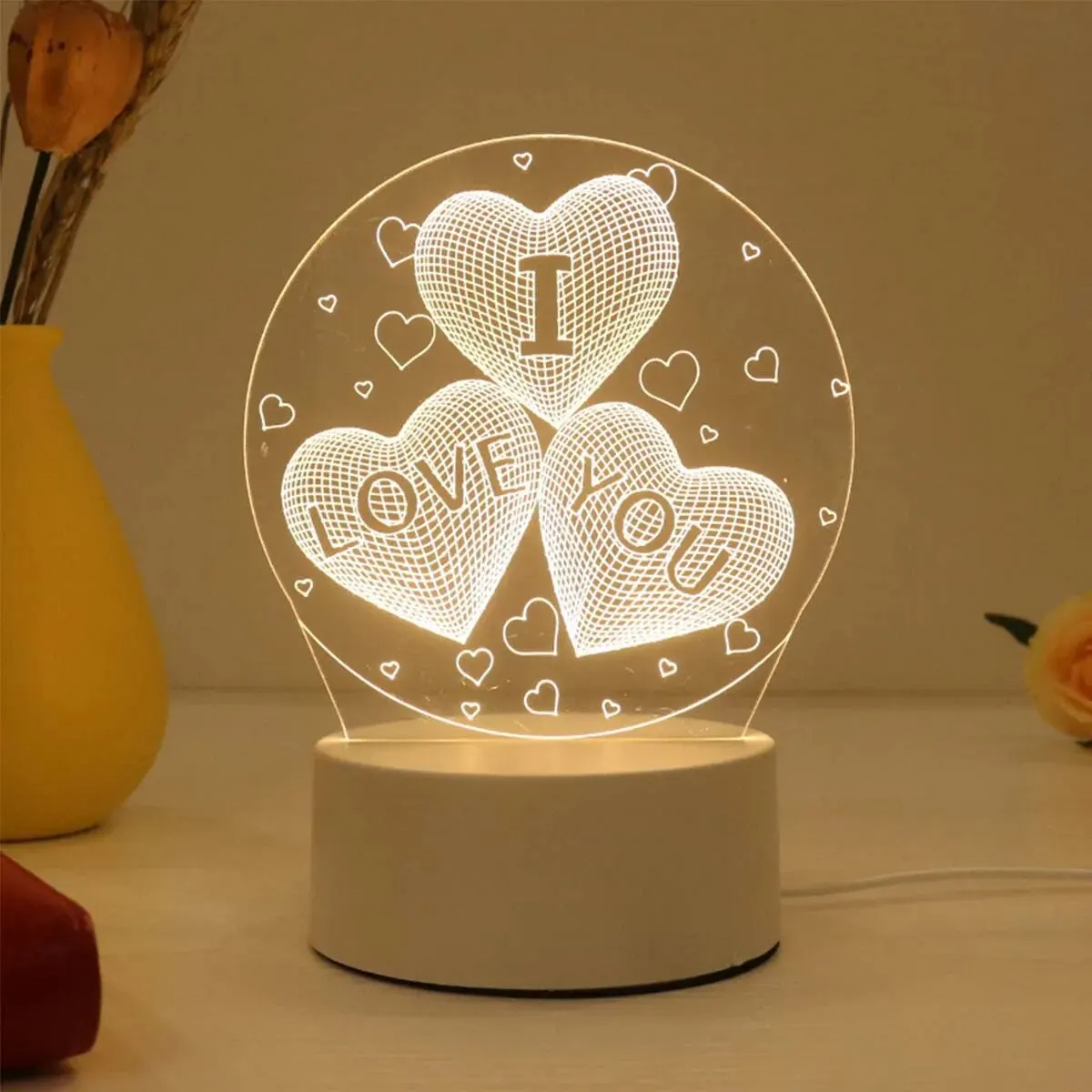 1pc Night Light Creative Acrylic Bedroom Bedside LED Table Lamp Holiday Event System