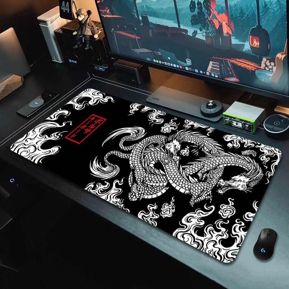 Japanese Dragon Large Gaming Mousepad XXL Keyboard Gamer Mouse Pad on The Table Speed Desk Mat Anime 900x400 700X300 Mouse Mats nike ja 3