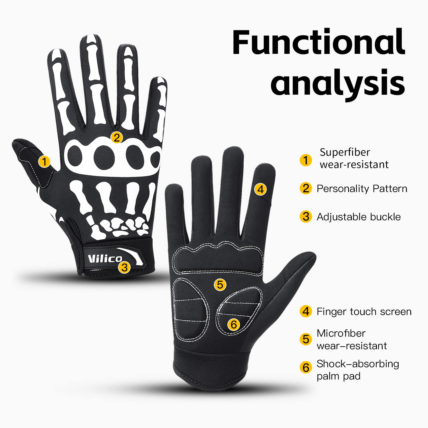 Riding Gloves For Road Bikes Shock-Absorbing Anti Slip Wear-Resistant All Finger Touch Screen Outdoor Sports Mountain Bike Glove