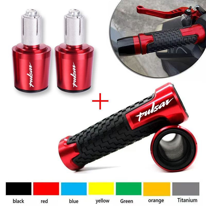 CNC Motorcycle Accessories 7/8"22mm Handle grips handlebar grip ends Plug For Bajaj Pulsar 200 NS/200 RS/200 A with logo