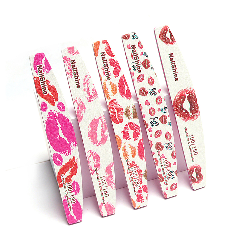 5Pcs/lot Professional Manicure Set 100/180 Grit Gel Polishing Nail Files Grinding Buffer Nails Trimming Tools