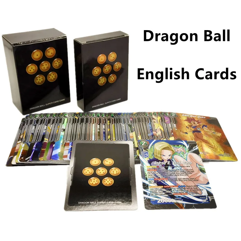 50pcs 100pcs Anime Dragon Ball Super Cards English Saiya Goku Vegeta Shining Card Board Game Toys For Kids