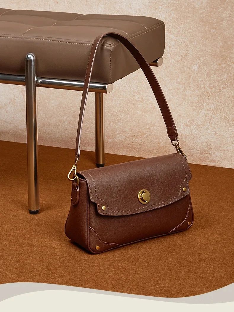 Genuine Grade Luxury Designer Women's Small Shoulder Crossbody Small Square Bags Suede Leather Female Daily Purse Underarm Bag