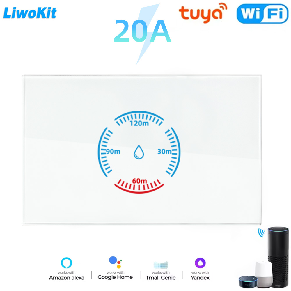 LiwoKit Tuya Smart Wifi Water Heater Boiler Touch Switch 4400W 20A US Smart Life APP control Work With Alexa Home