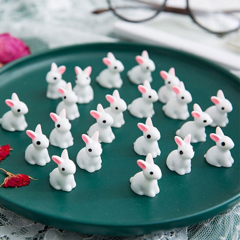 5PCS Adorable Mini Resin Rabbit Miniature - Cute Fairy Garden Ornament, Micro Landscape DIY Crafts Decoration