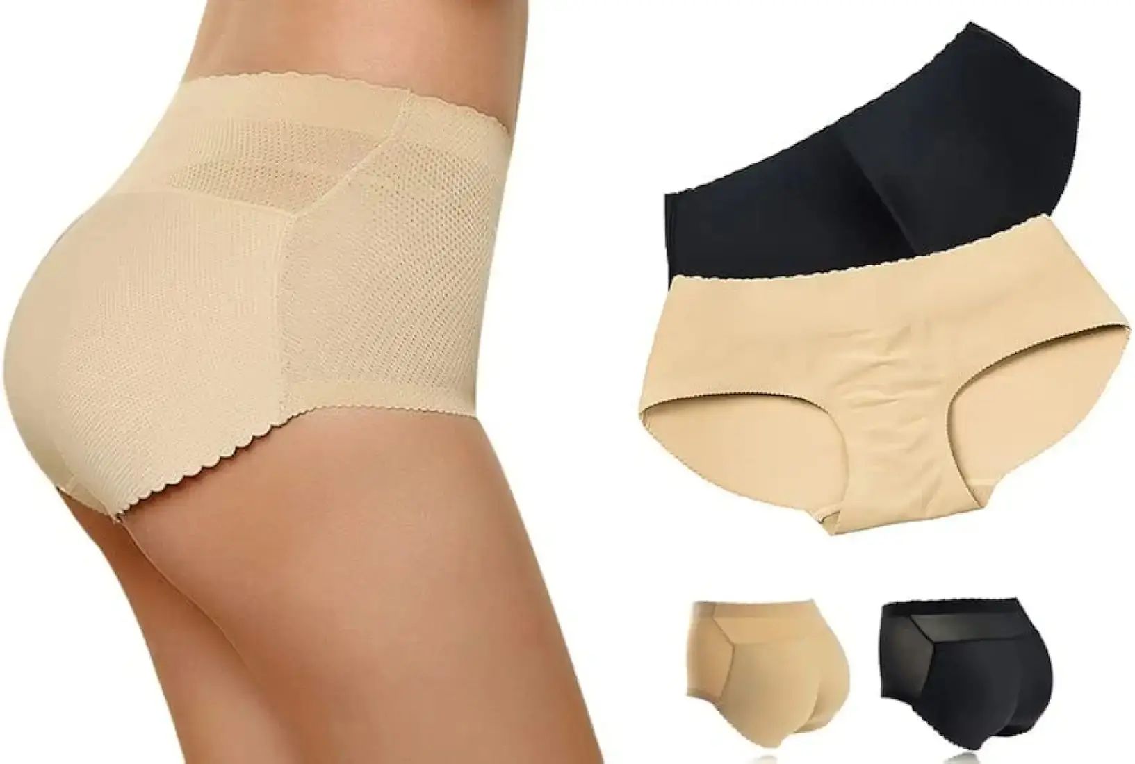Latex And Cotton Butt Enhancer Shape Panty Seamless Push Up Hip Rubber Panties For Women