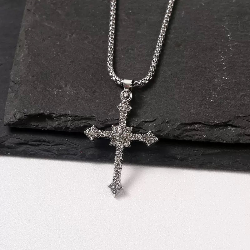 Vintage Stainless Steel Cross Pendant Necklace Sweater Chain High Quality Jewelry Wholesale