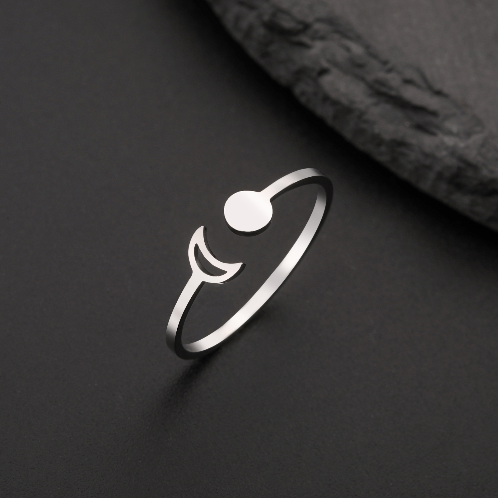 Cazador Crescent Moon Full Moon Rings for Women Stainless Steel Open Finger Rings 2024 Trend Jewelry Birthday Wholesale