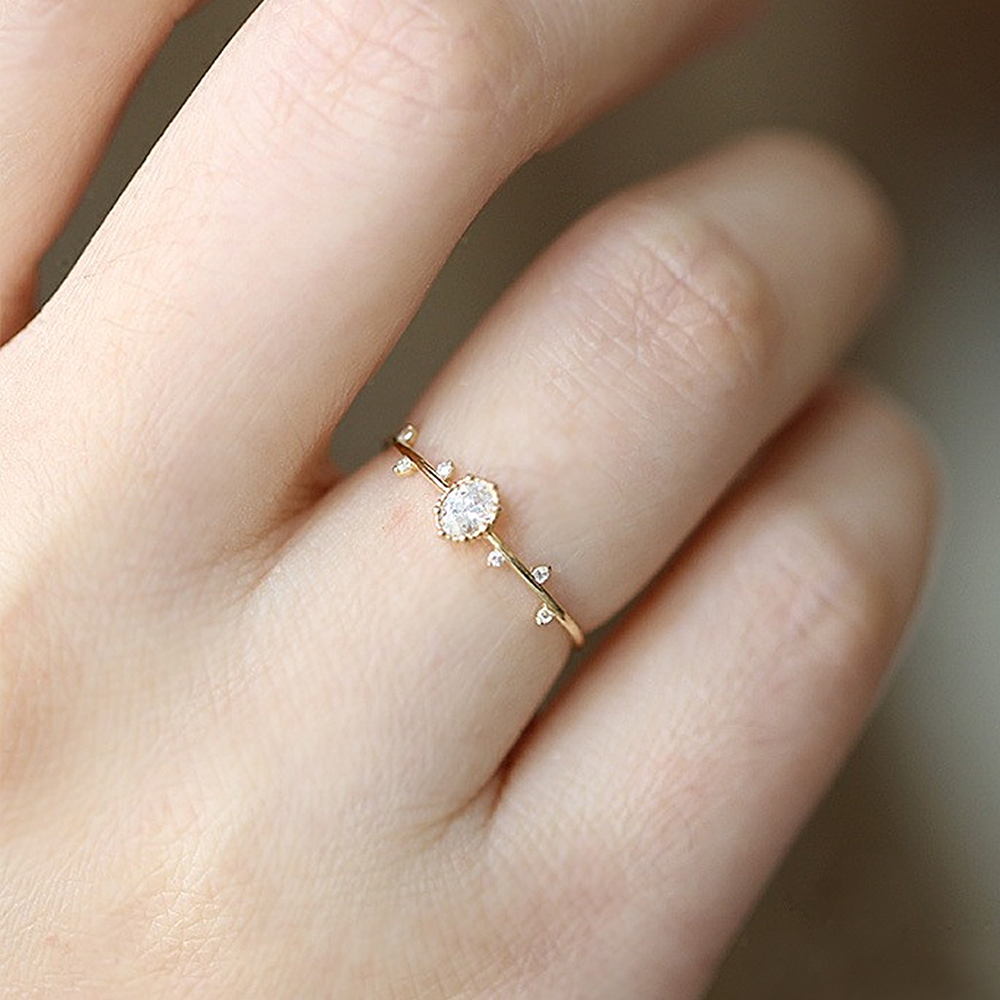 Huitan Fashion Finer Ring for Women Gold Color Branch Leaf Design Simple Stylish Female Accessory Party Daily Wear Chic Jewelry