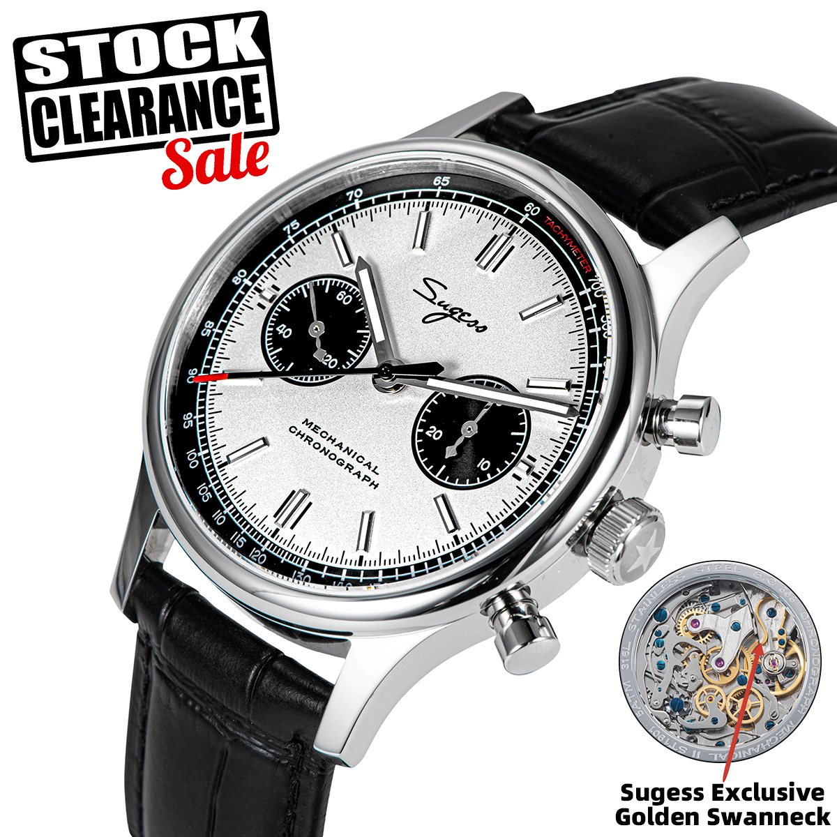 Sugess 40mm Men Army Watch 1963 Pilot Mechanical Panda Wristwatches Sapphire Air Force Chronograph Original ST1901 Movement Gift