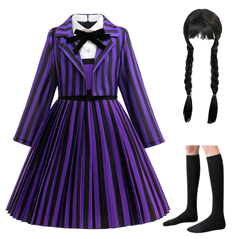New purple striped dress for girls Halloween costume cosplay stage costume performance Halloween costume