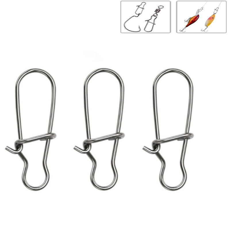 100Pcs Stainless Steel Fishing Snaps, Quick Change Safety Lock Pin, Strong Pull Lure Connector for Saltwater Freshwater Fishing