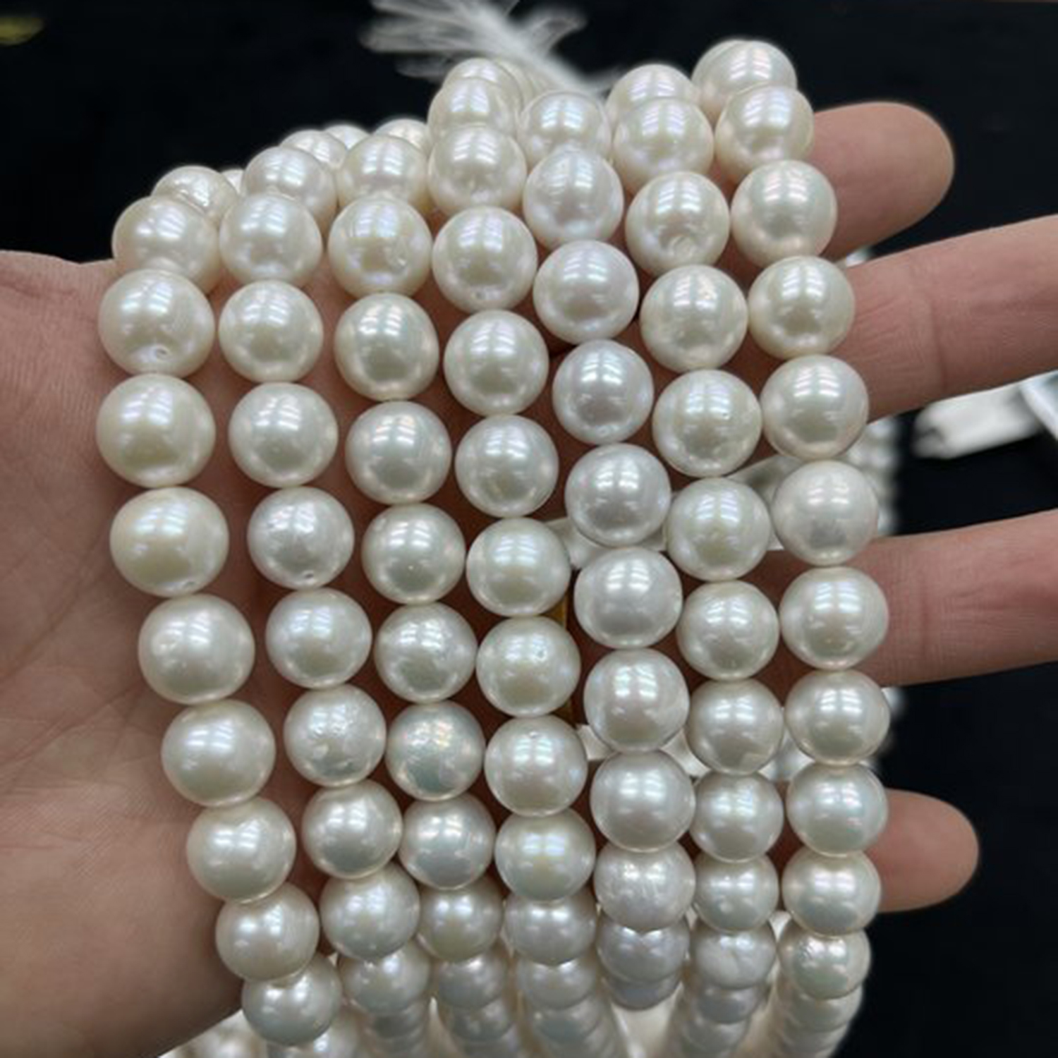 10-11mm Large Round Stripes Natural Freshwater Pearl Spacer Bead Jewelry Make DIY Necklace Bracelet Women Premium Wedding