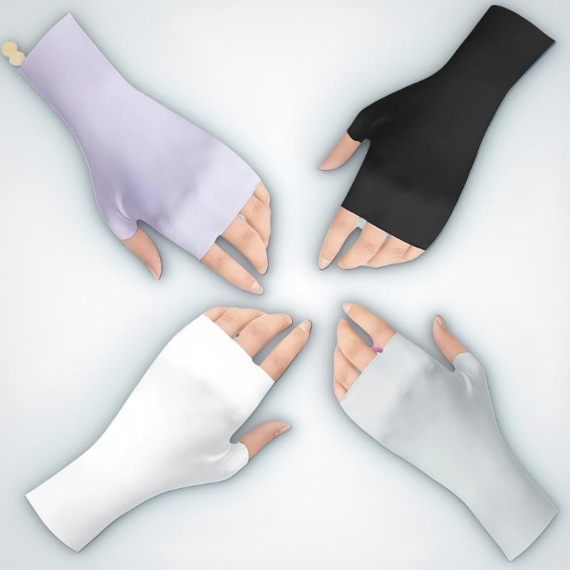 【Beautiful】Pro Uv Protection Gloves For Nail Art Gel Nail Lamp Sunscreen Gloves Fingerless Hand Sun Care Thin Cool Ice Silk