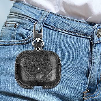 Apple AirPods Pro Protective PU Soft Leather Cover With Keychain Hook