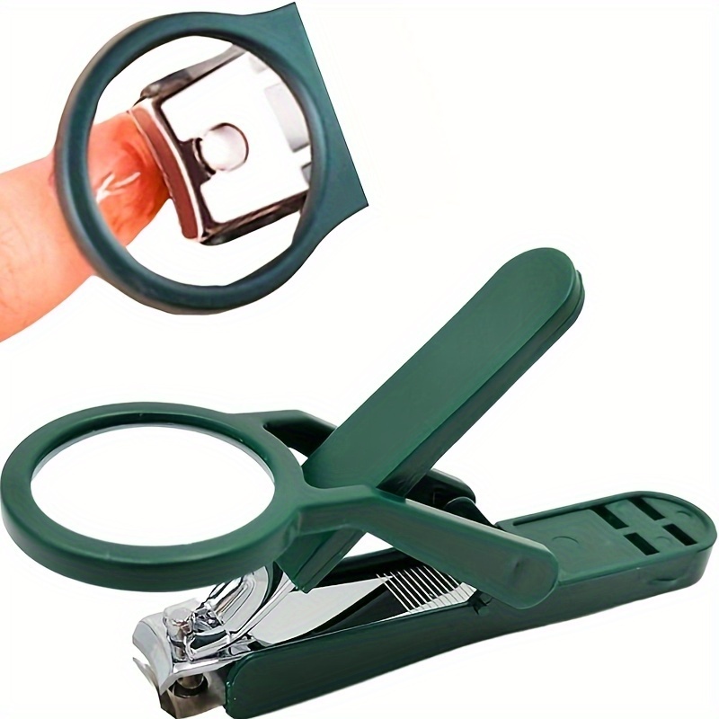 1pc Stainless Steel Nail Clipper with Magnifying Glass - Anti-Splash Design, Ergonomic Comfort Grip for Elderly Precise Cutting