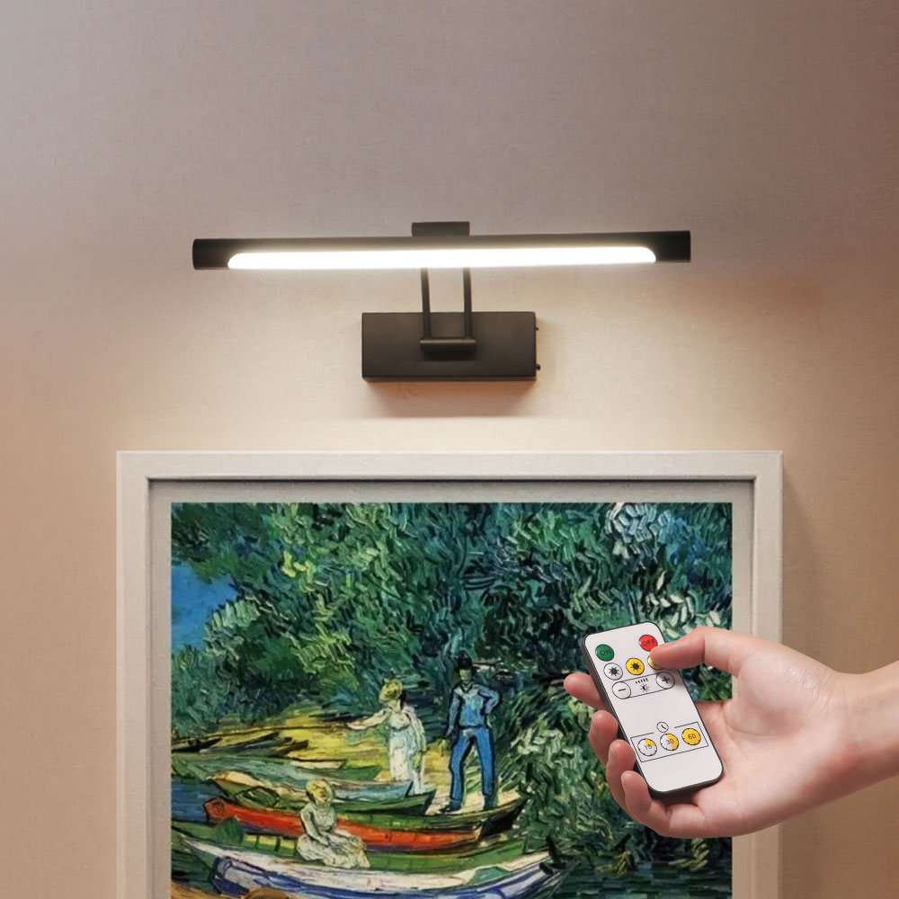 4000mAH Picture Wall Lamp LED Wireless Wall Light Tricolor Dimmable With Remote Art Display Rechargeable Battery Operated