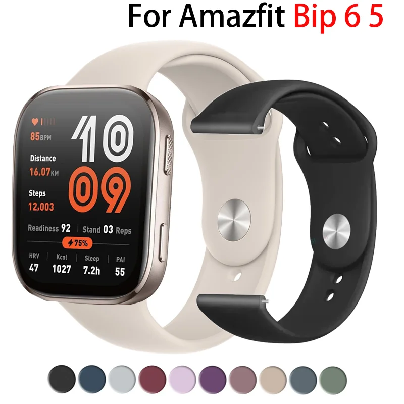 Sport Silicone Strap for Amazfit Bip 6 5 Smart Watch Quick replacement 22mm Breathable Wristband Amazfit Bip 6 5 Accessories