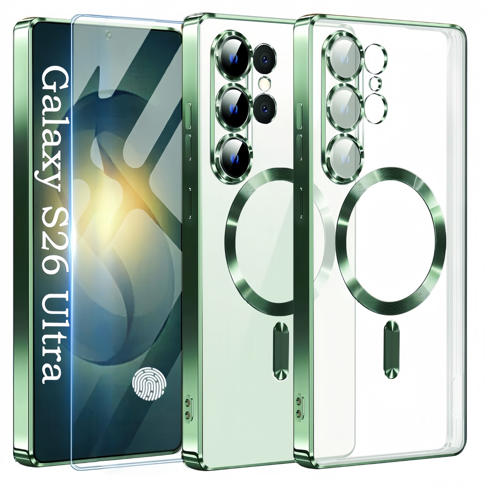 Magnetic Official Titanium Case for SamsungGalaxy S26 Ultra/S26+/S25FE with Screen Protector Camera Cover Metallic Glossy Luxury