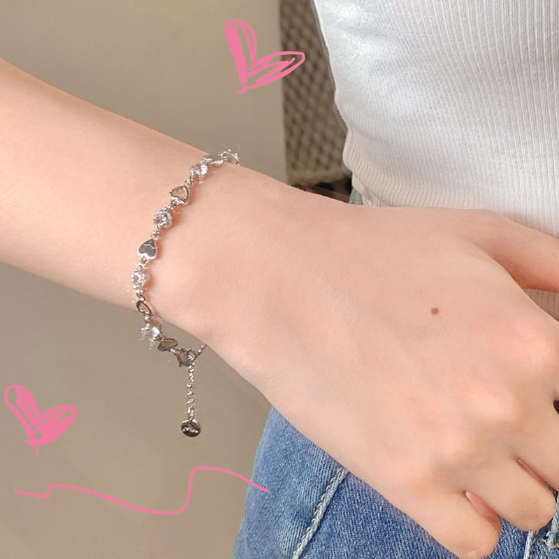 Love Heart Crystal Bracelet For Women Korean Charm Sparkling Adjustable Elegant Chain Bracelets Accessories Jewelry 5a63