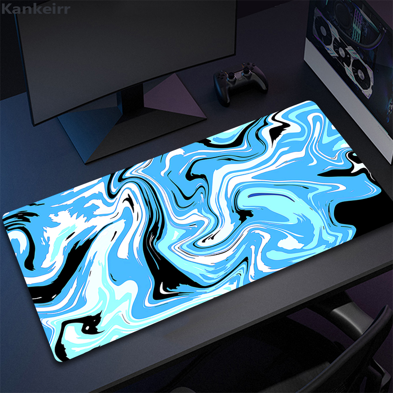 XXL Liquid Design Mouse Pad 50x100cm, Black White Strata Pattern, Non-Slip Gaming Desk Mat for Esports Gamers Keyboard