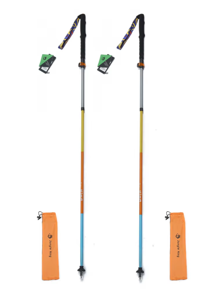 JUNGLEKING New 7075A Aluminum Alloy 5-section Hiking Pole Portable Folding and Telescopic Pole, for Mountain Climbing and Hiking