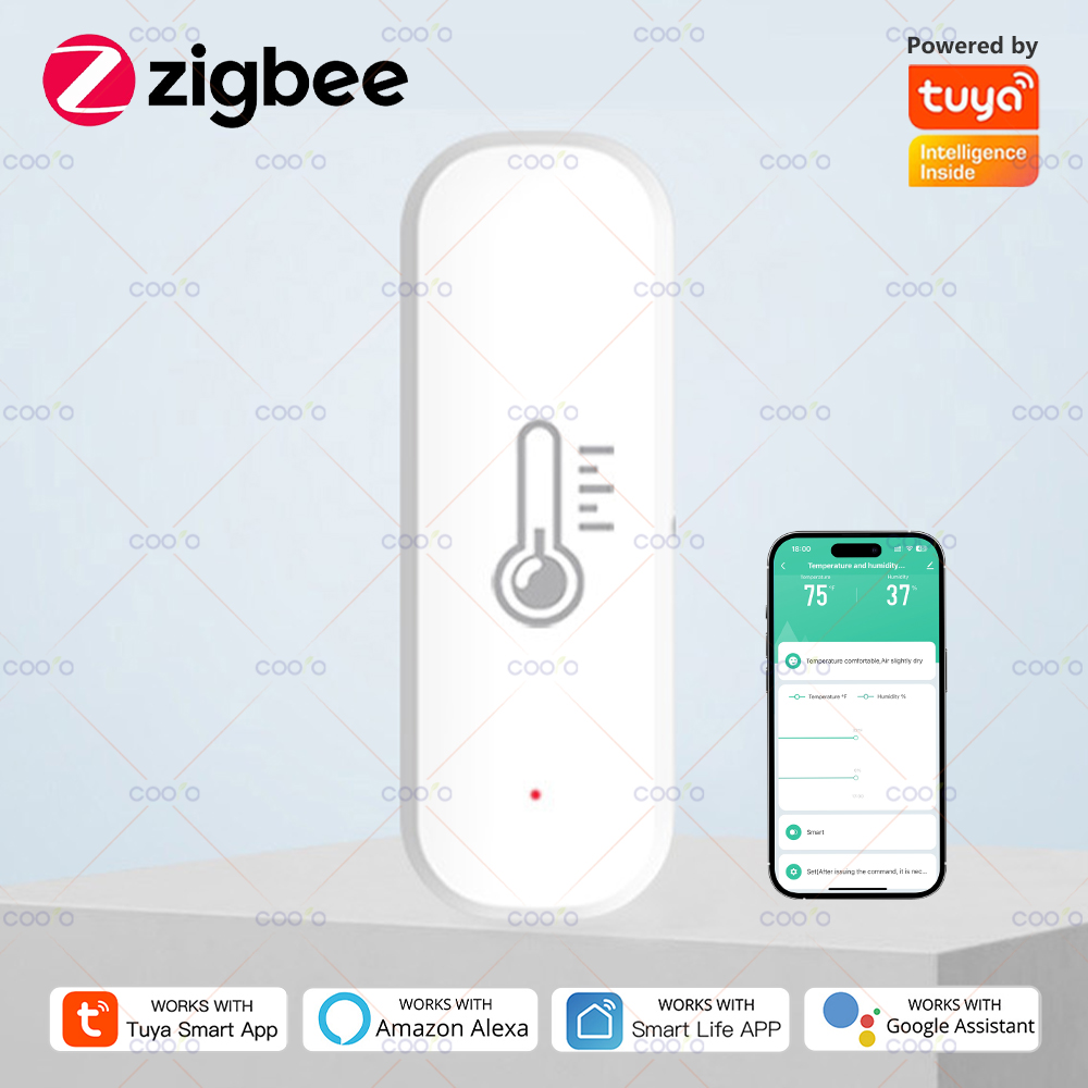 Tuya WiFi Temperature and Humidity Smart Home Thermometer Hygrometer APP Remote Alarm Work with Alexa Home