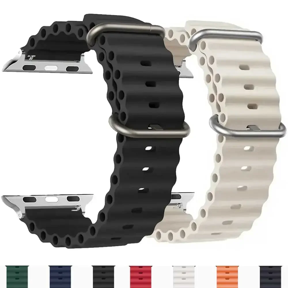 Silicone Ocean strap for watch band Ultra Series 9 SE iwatch 42mm 44mm 45mm 49mm 38mm 40mm 41mm correas 49 44 45 mm bands