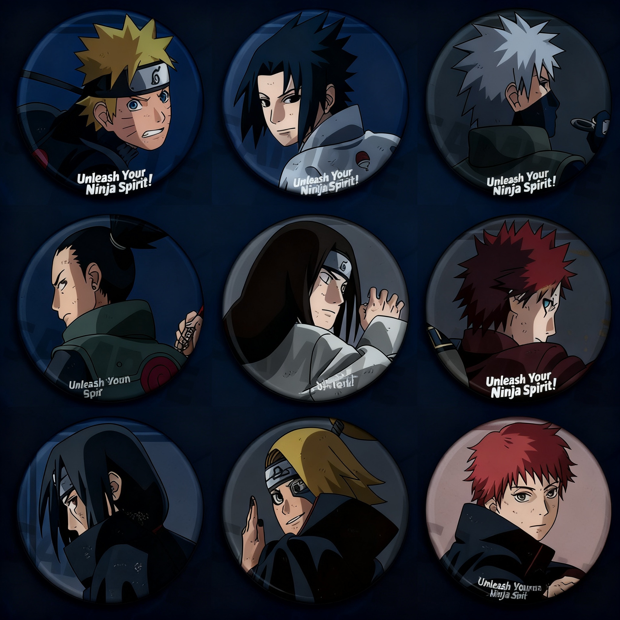 Naruto Anime Badge Pin Set Kakashi Itachi Neji Brooch Accessory Shiny Film Button Collectible Merchandise for Fans Cosplay