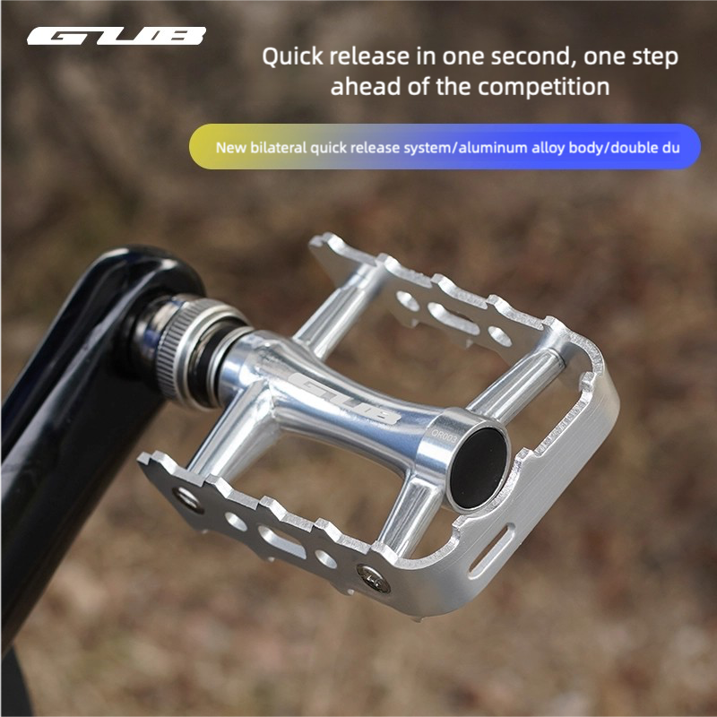GUB QR003 Bicycle Pedal Quick Release Aluminum Alloy Pedal Mountain/Road/Folding Bicycle Pedal DU Bearing Anti-Slip Bike Pedal