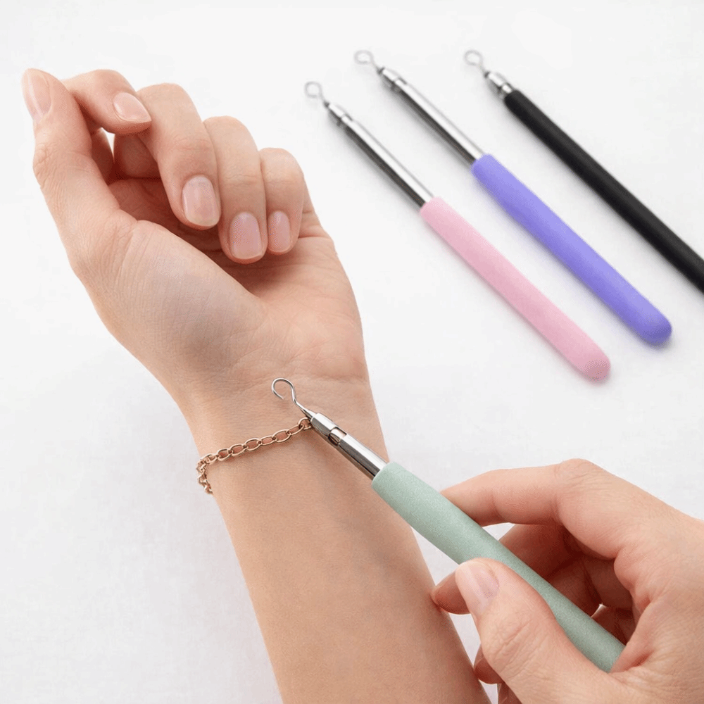 Stainless Help Wear Bracelet Tool Retractable Small Assist Necklace Clasp Helper Solid Color Labor-saving