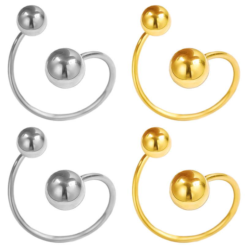 1/2pcs Stainless Steel Smooth Ball Beads Rings For Woman Open Gold Color Wedding Couple Rings Aesthetic Jewelry Accessory pen gpt
