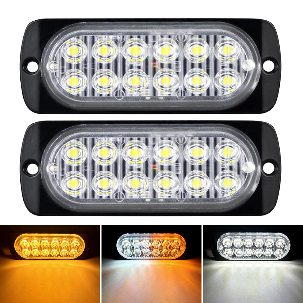 Car Front Grille Lighting 12V 24V Amber LED Emergency Strobe Lights Vehicle Grille Flash Signal Lamp Beacon
