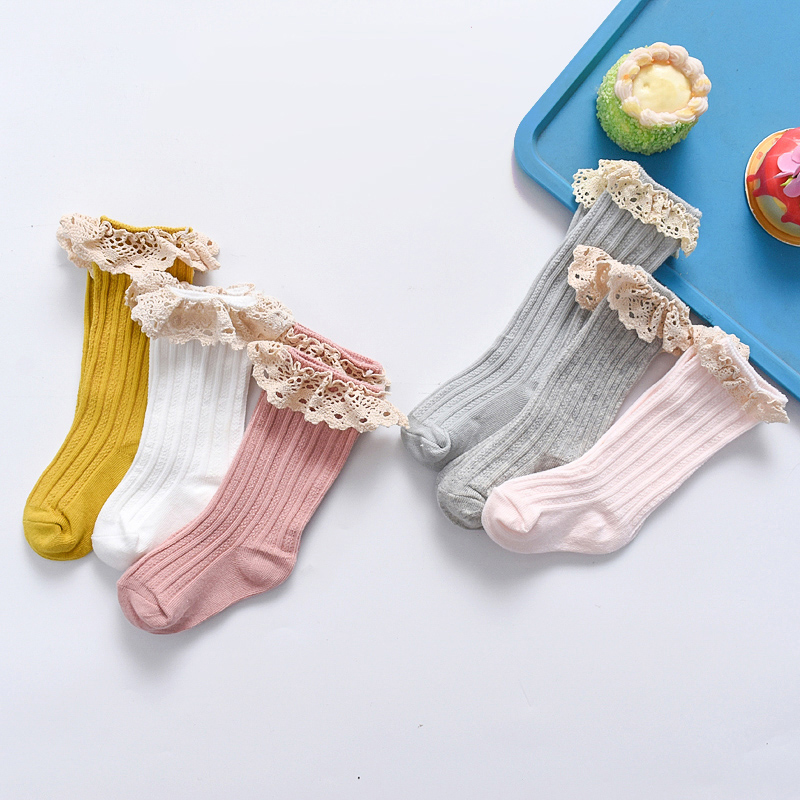 Lawadka Baby Girls Socks Spring Autumn Striped Lace Princess Children's Long Sock Casual Sport Kids From For 0 to 5 Years Old