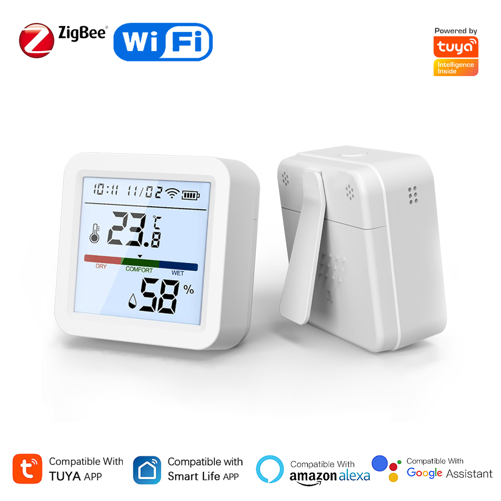 Tuya WiFi/Zigbee Smart Temperature And Humidity Sensor with Backlight LCD Screen APP Remote Monitor Support Alexa Home